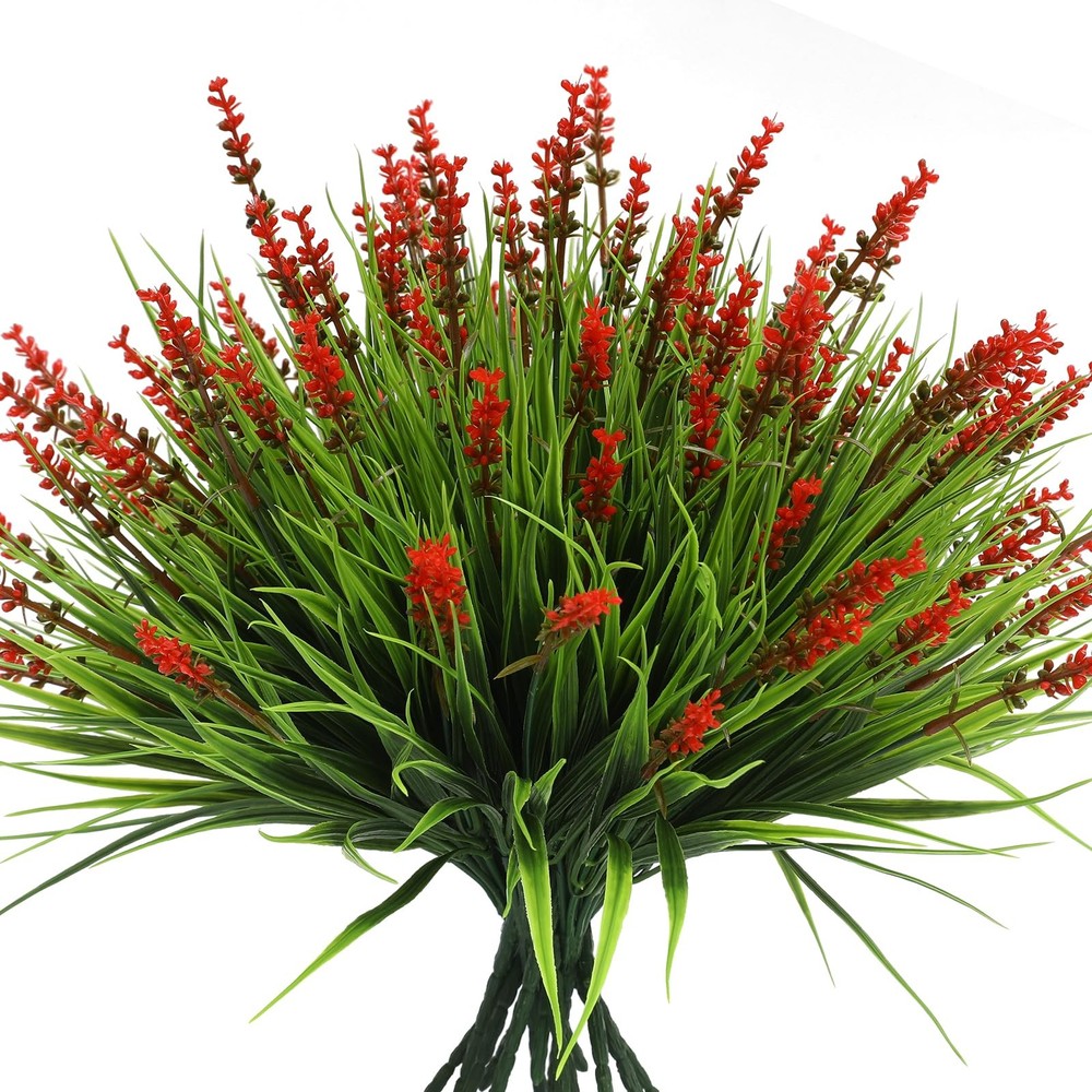 alyptus Artificial Flowers Outdoor 12 Bundles Fake Plants Large, Red