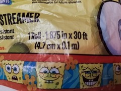 Spongebob Crepe Streamer 1 Roll Nickelodeon Party Decoration 30ft