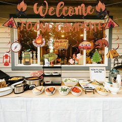 13Pcs Camping Themed Party Decorations Set, Pre-Strung Glitter Welcome to Our Ca