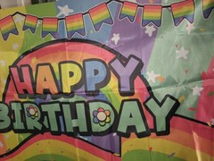 Rainbow Happy Birthday Party Backdrop Banner 30×48 Colorful Photo Booth Pride