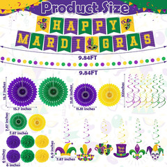 Heartome 25PCS Mardi Gras Decorations, Mardi Gras Party Favors Decor Kit with Pa