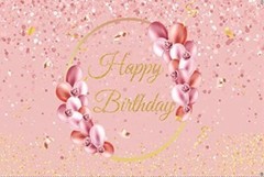 Happy Birthday Backdrop Banner Pink Rose Gold 6 x 3.6 Feet Party Indoor/Outdoor