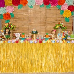 1Pc Luau Grass Table Skirt, Hawaiian Party Decorations Hawaiian Table Skirt 30»