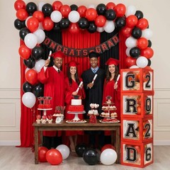 Graduation Decorations Class of 2026 Red and Black Balloon Boxes for High