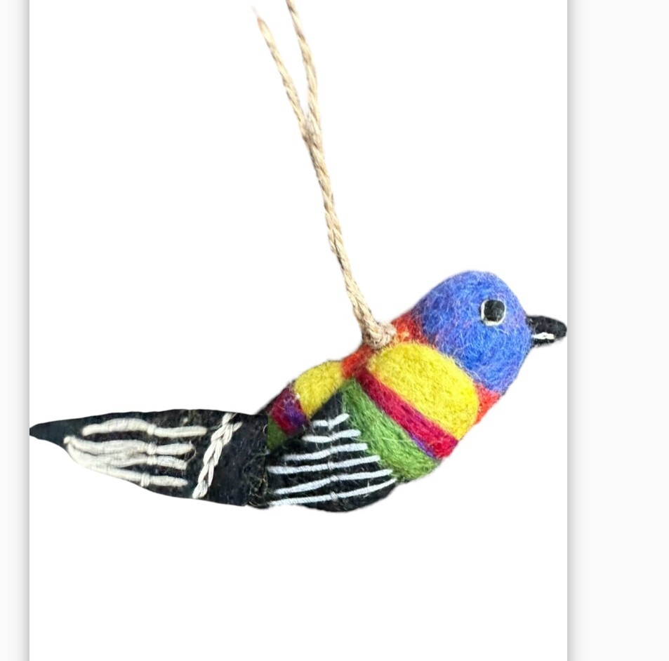 Painted Bunting Bird Ornament Felt Cardinal Mexico Florida Texas Bahamas Orlean