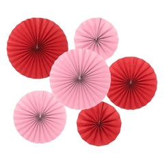 12Pcs 8″/12″/16″ Paper Fans Hanging Decoration Round Fans with Pearl Red/Pink