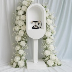 White Audio Guest Book Booth, Wedding Voice Message Recorder Stand for Parties