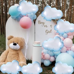 10PCS Cloud Balloons – Blue Edge White Clouds Decorations Foil Balloons, Larg…
