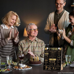 90Th Birthday Party Decorations for Women Men, Black and Gold Back in 1936 Poste
