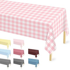 4 Pcs Pink Gingham Tablecloth 54 × 108 Inches Pink and White Checkered Tabl