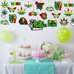 60 Pcs Weed Themed Party Swirl Decorations Weed Party Hanging Spiral Supplies…