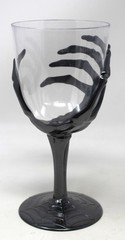 5 Halloween Metallic Black Skeleton Hand Plastic Wine Glasses Goblets Party Bar