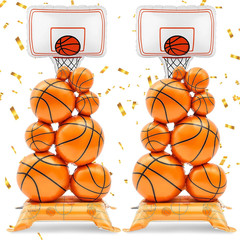 4 Pcs Basketball Party Decorations – 5Ft Self Standing Basketball Balloons | 2 H