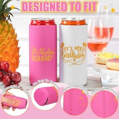 10 Pcs Birthday Squad Can Coolers It’s My Birthday Can White, Neon Pink