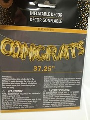 CONGRATS Gold Balloon 37.25″ Inflatable Party Decoration w/ Hang Ribbon NEW