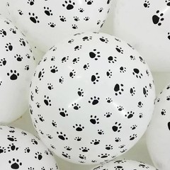 Paw Prints-A-Round Biodegradable Latex Balloons, White with Black paw prints …