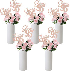 Cheers to 95, 10 Pack Double-Sided Rose Gold Glitter 95th Birthday Centerpieces