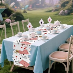 1 Pcs Wonderland Tea Party Decoration 12 × 72 Inches Poker Linen Table Runner