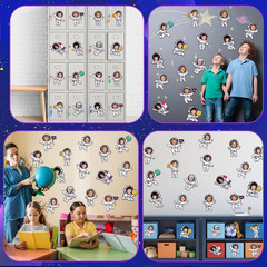 80Pcs Outer Space Cutouts Back to School Decorations Bulletin Board Astronaut Pa