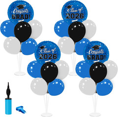 4Pcs Class of 2026 Graduation Balloon Stands Congrats Grad Party Centerpieces
