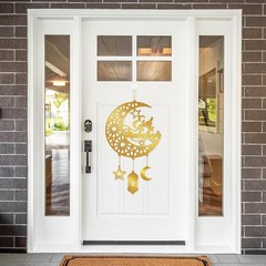 2 Pcs Ramadan Decorations for Home Islamic Eid Mubarak Door Sign Acrylic Hanging