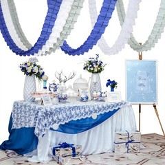 Navy Blue Silver White Party Decorations-Men Boys Birthday Hanging Streamers …