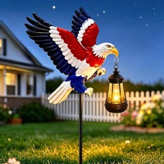 Patriotic Solar Eagle Stake Light – 29.9in Metal Lantern for Gardens & Patios