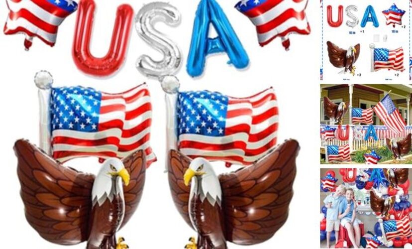 4th Of July Decorations, Red White Blue Balloons for Independence Day, Eagle