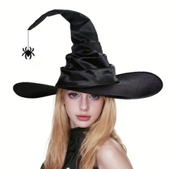 Black Masquerade Ruched Witch Hat Oversized Witch Hats Wide Brim Party Decor