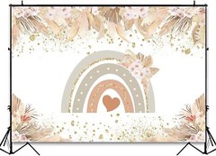 Avezano Boho Rainbow Backdrop for Baby Shower Pampas Grass Bohemian Rainbow Baby
