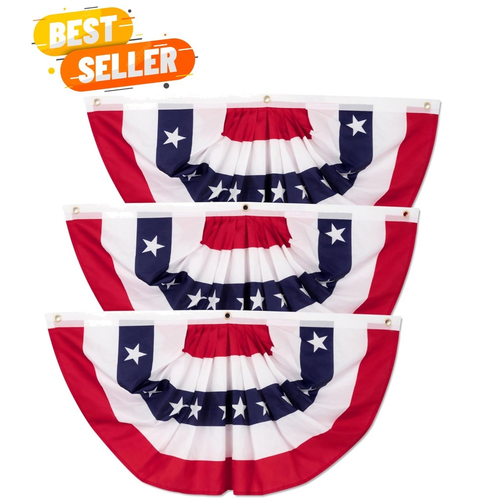 4th of July Decorations, 1.5 x 3 FT American Flag Banner, 1 PCS Pleated Fan …