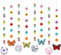 Butterfly Flower Decorations – 8 Pack Spring Flower Butterfly Hanging Party Deco