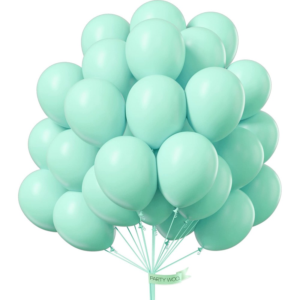 Teal Balloons 50 pcs 12 Inch Pastel Teal Turquoise Peppermint Mint Balloons f…