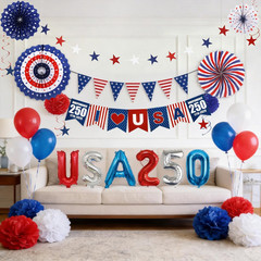 27PCS 250Th Anniversary Decorations, 4Th of July Decorations Memorial Day Red Wh