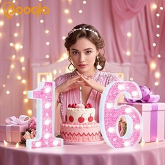 Cool White N LED Marquee Letter Light Up Letter Pink Glitter Sign Battery
