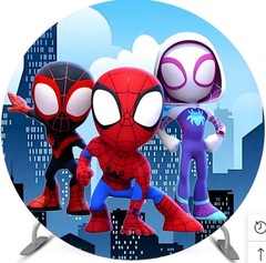 Round Spidey and Amazing Friends Backdrop Cover Birthday Party Photography Props