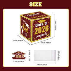 Graduation Decoration Class of 2026 Money Box – Maroon and Gold Graduation Money