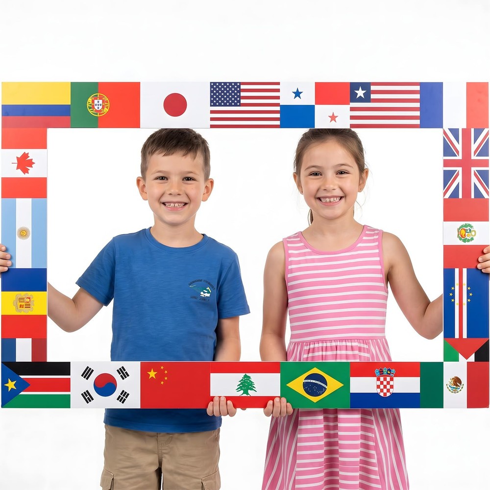 International World Flags Photo Booth Frame 36 x 24 inch World Cup Soccer Par…