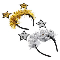 2Pcs 2027 Nye Star Boppers Headbands Reusable New Year Hair Accessories Assorted