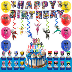 Power Rangers Birthday Party Decor Set Balloons Banner Cupcake Topper for Kids