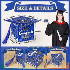 Graduation Cap Gift Boxes with Tassels, 32Pcs Class of 2026 Favors (Blue)