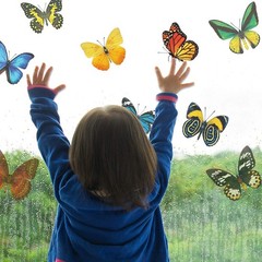 Outus 40 Pieces Butterfly Anti-Collision Window Clings Spring Multicolor