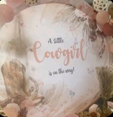 Baby Shower Cover For Round Backdrop Pink Boho Floral Little Cowgirl On The Way