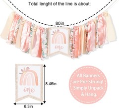 Boho Rainbow 1st High Chair Banner for Girls – Bohemian Rainbow Theme Party D…