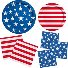 Complete Patriotic Party Set: 50 Disposable Plates & Napkins for Independence…