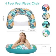 4 Pack Pool Floats Adult,Pool Floaties for Adults with Two Cup Holders Inflat…