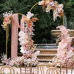 Wedding Arch Backdrop Stand 7.2FT, 6FT Gold Metal Arch Stand Set of 2 for Birthd