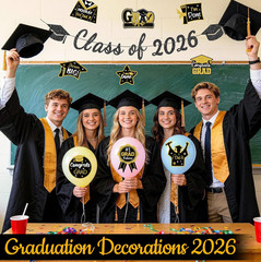 Graduation Decorations 2026, Class of 2026 – Party Supplies Kit with Black and G