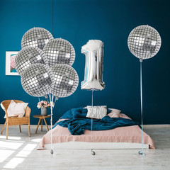 6-Pack 22 Inch Silver 4D Disco Ball Balloons – Decorations for 90S Dancing Queen