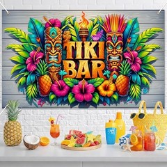 Hawaiian Party Decorations Tiki Bar Banner 71 x 43 Inch Tiki Party Tiki Bar#1